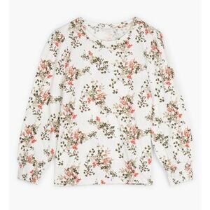 Lucky Brand Women's Large Puff Sleeve Smocked Cuff Top Long Sleeve Floral